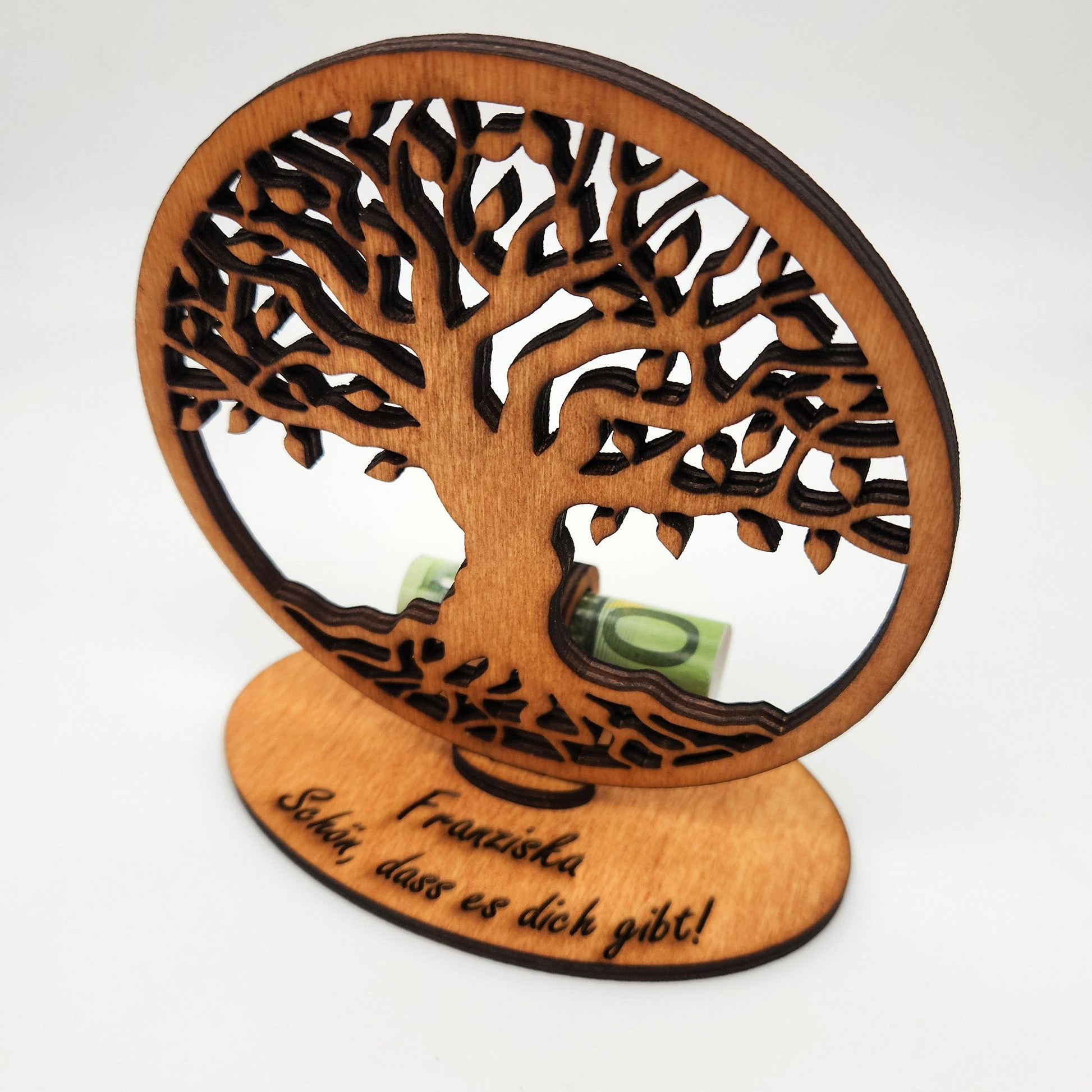 Aufsteller "Baum des Lebens" mit Geldscheinhalter, personalisiert - Nanino Design Onlineshop - 
