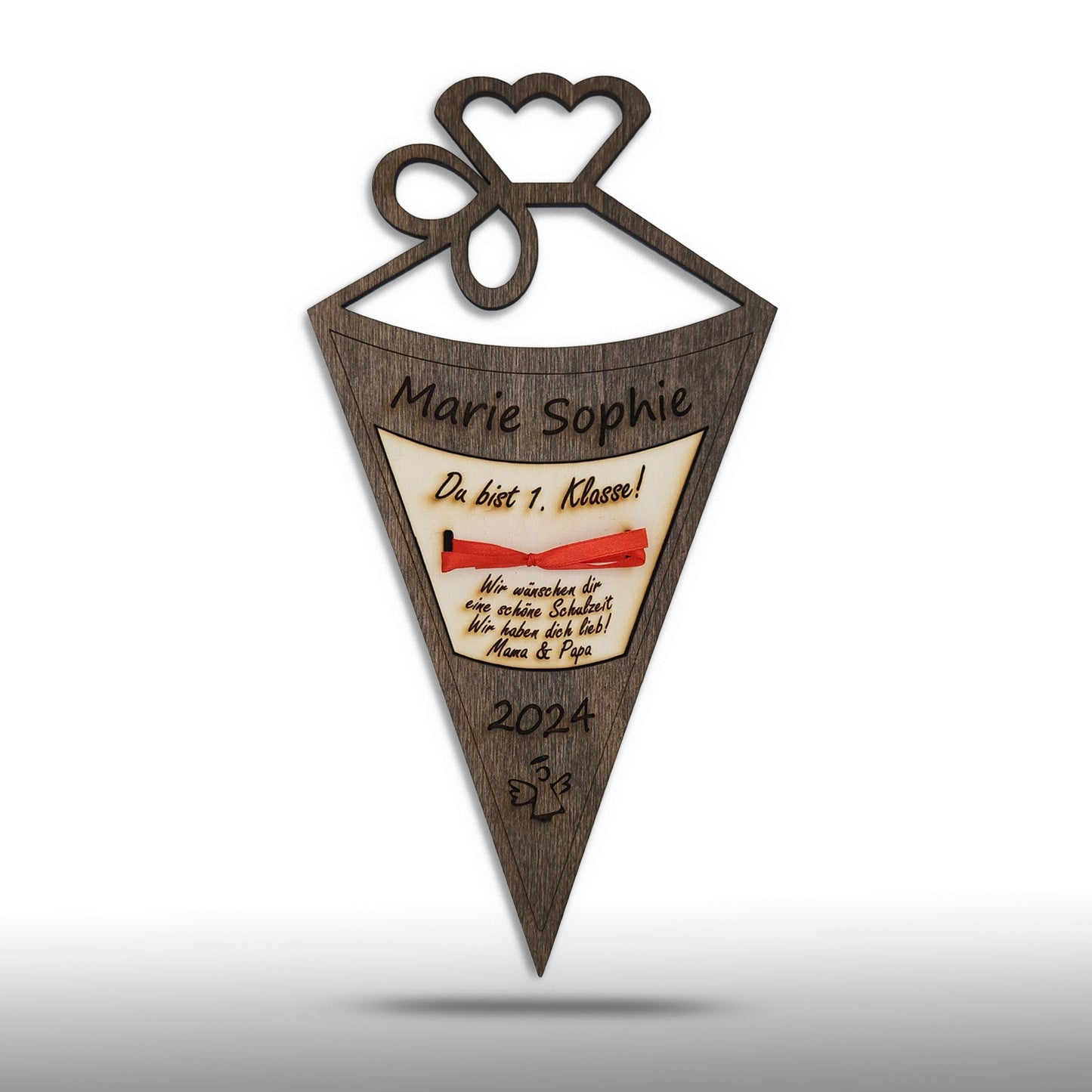 personalisierte Schultüte aus Holz mit Geldfach | Wandbild | Geldgeschenk - Nanino Design Onlineshop - 