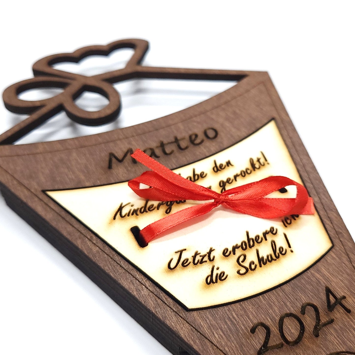 personalisierte Schultüte aus Holz mit Geldfach | Wandbild | Geldgeschenk - Nanino Design Onlineshop - 