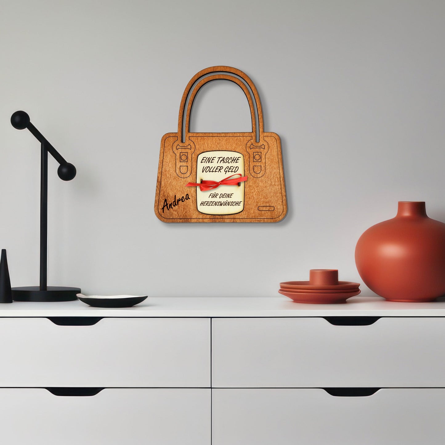 personalisierte Tasche aus Holz mit Geldfach | Wandbild | Geldgeschenk - Nanino Design Onlineshop - 