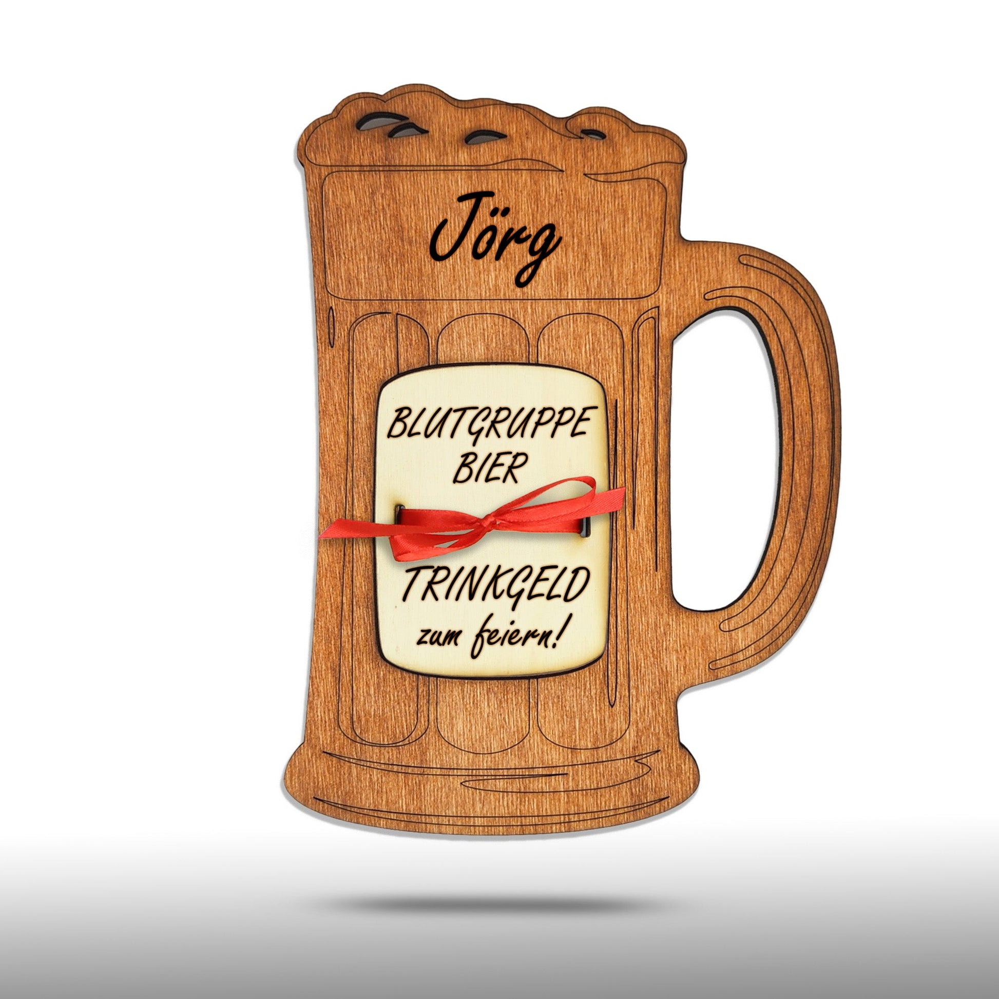 personalisierter Bierkrug aus Holz mit Geldfach | Wandbild | Geldgeschenk - Nanino Design Onlineshop - 