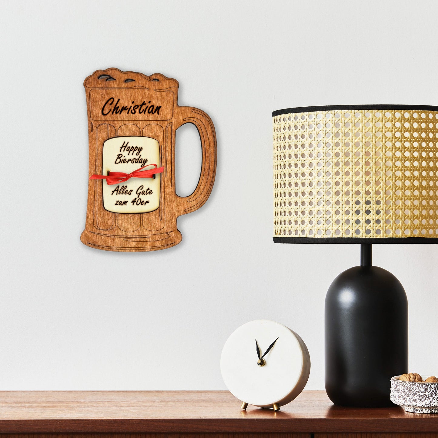 personalisierter Bierkrug aus Holz mit Geldfach | Wandbild | Geldgeschenk - Nanino Design Onlineshop - 