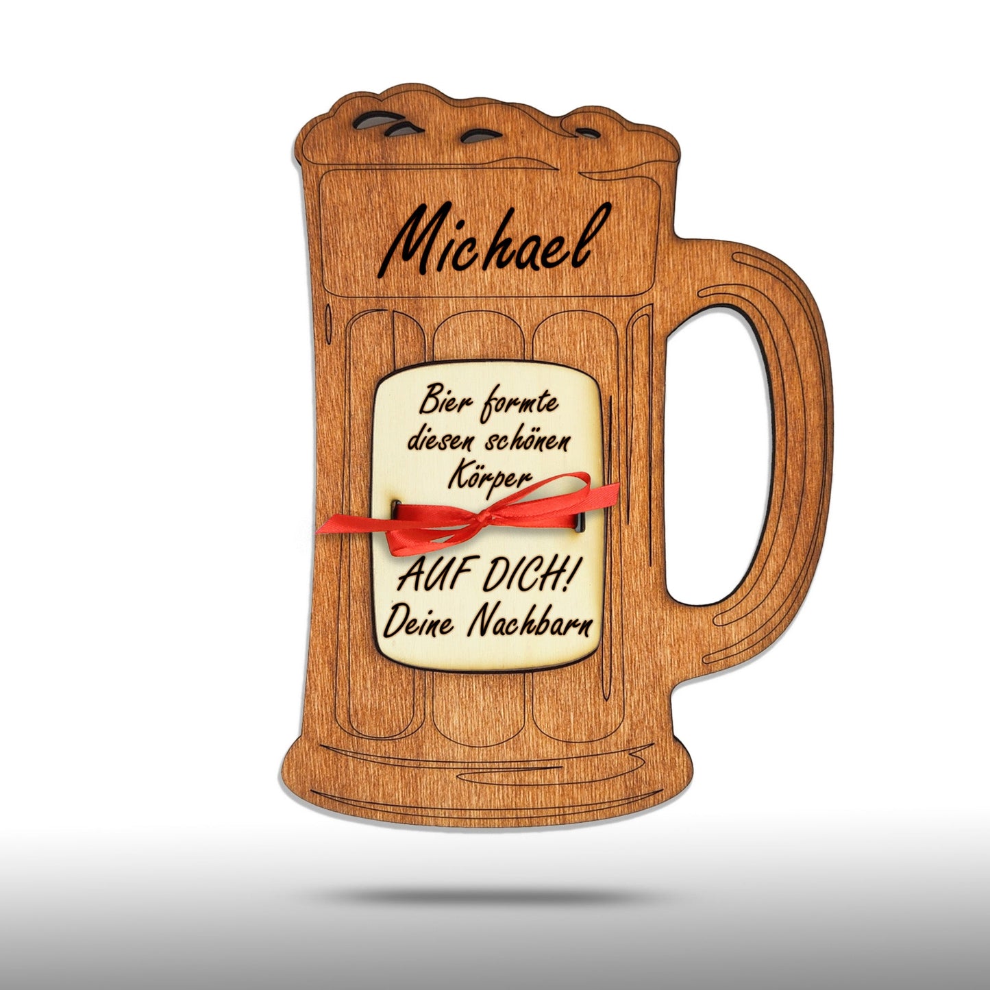 personalisierter Bierkrug aus Holz mit Geldfach | Wandbild | Geldgeschenk - Nanino Design Onlineshop - 