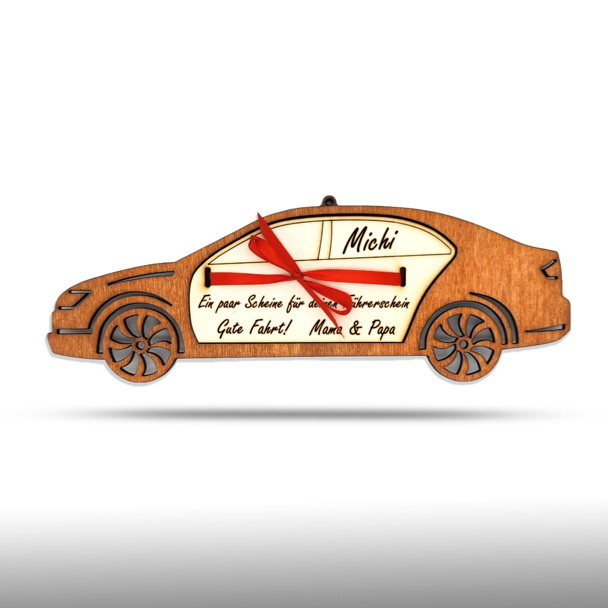 personalisiertes Auto aus Holz mit Geldfach | Wandbild | Geldgeschenk - Nanino Design Onlineshop - 