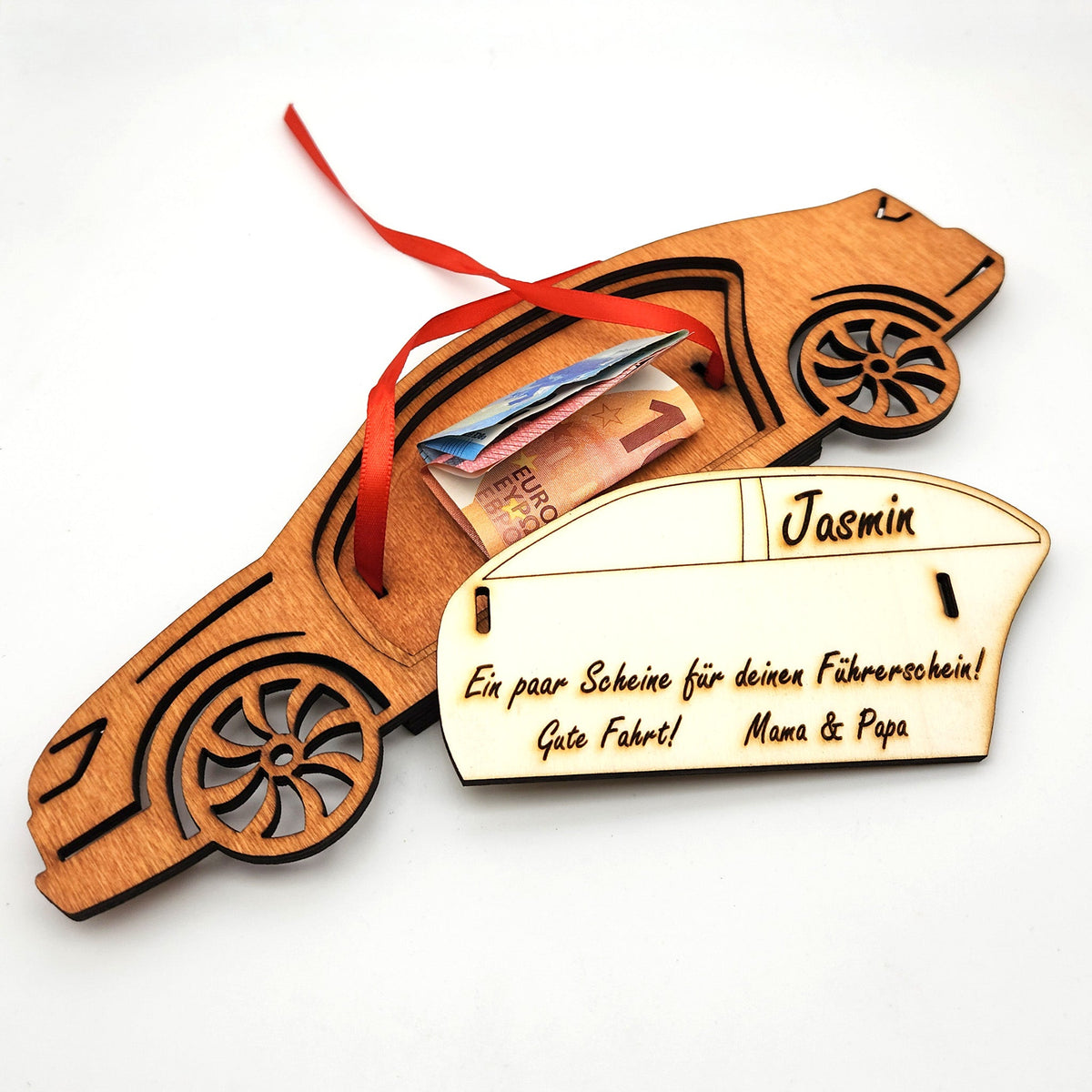 personalisiertes Auto aus Holz mit Geldfach | Wandbild | Geldgeschenk - Nanino Design Onlineshop - 