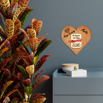 personalisiertes Herz "Geburtstag" aus Holz mit Geldfach | Wandbild | Geldgeschenk - Nanino Design Onlineshop - 