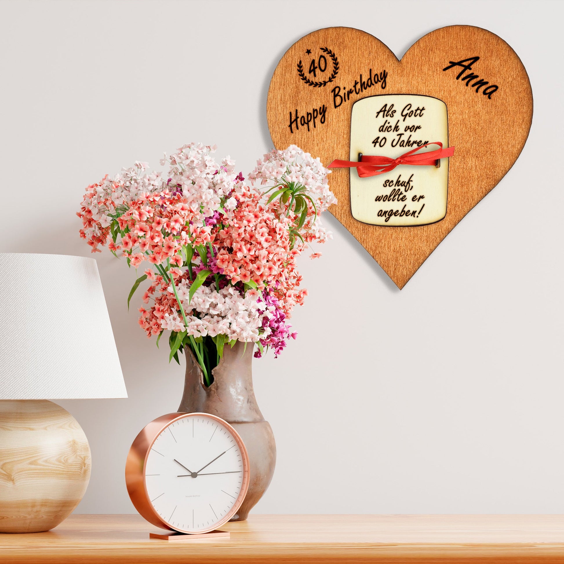personalisiertes Herz "Geburtstag" aus Holz mit Geldfach | Wandbild | Geldgeschenk - Nanino Design Onlineshop - 