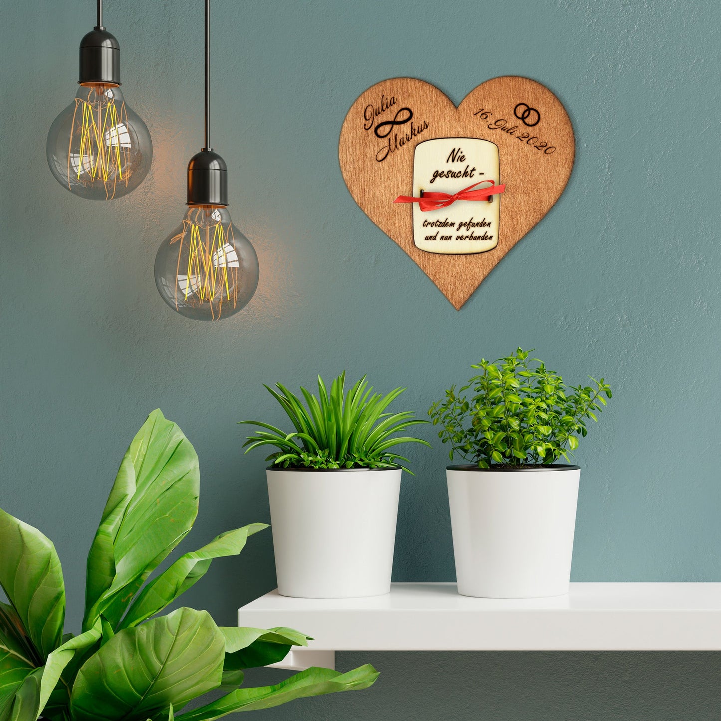 personalisiertes Herz "Hochzeit" aus Holz mit Geldfach | Wandbild | Geldgeschenk - Nanino Design Onlineshop - 