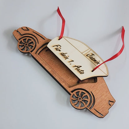personalisiertes Auto aus Holz mit Geldfach | Wandbild | Geldgeschenk