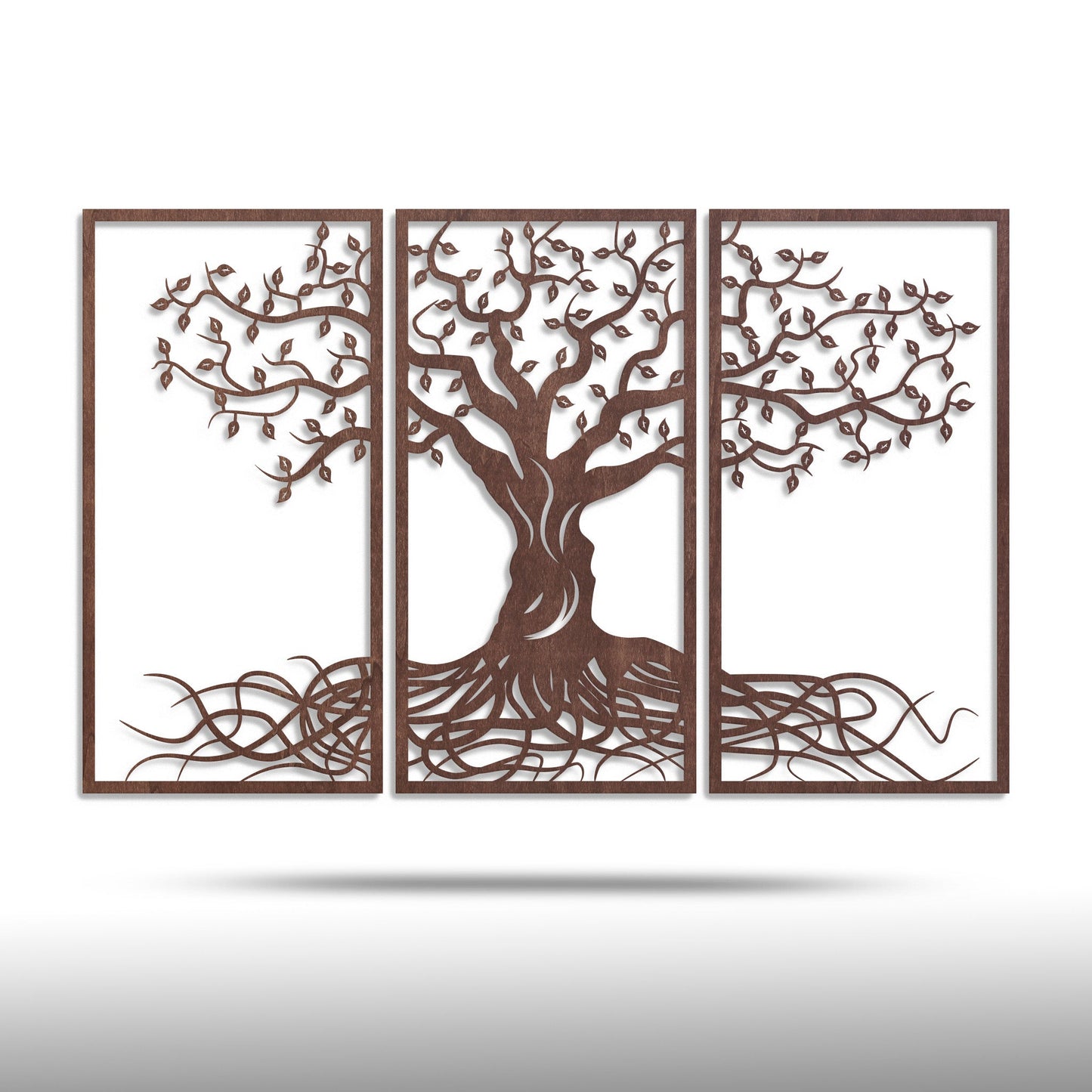 Wandbild Holz "Baum des Lebens" mit Wurzeln, 3teilig - Nanino Design - 