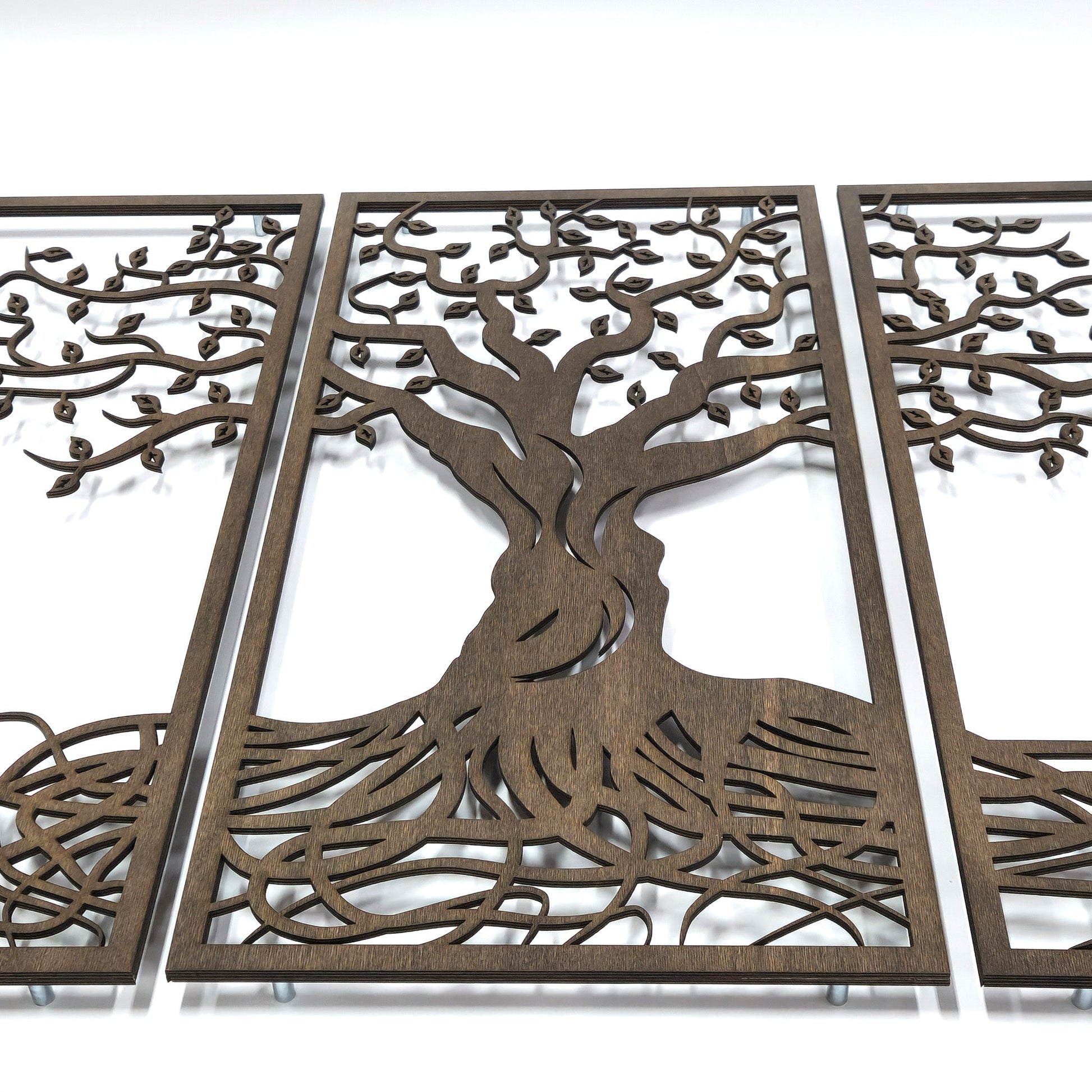 Wandbild Holz "Baum des Lebens" mit Wurzeln, 3teilig - Nanino Design - 