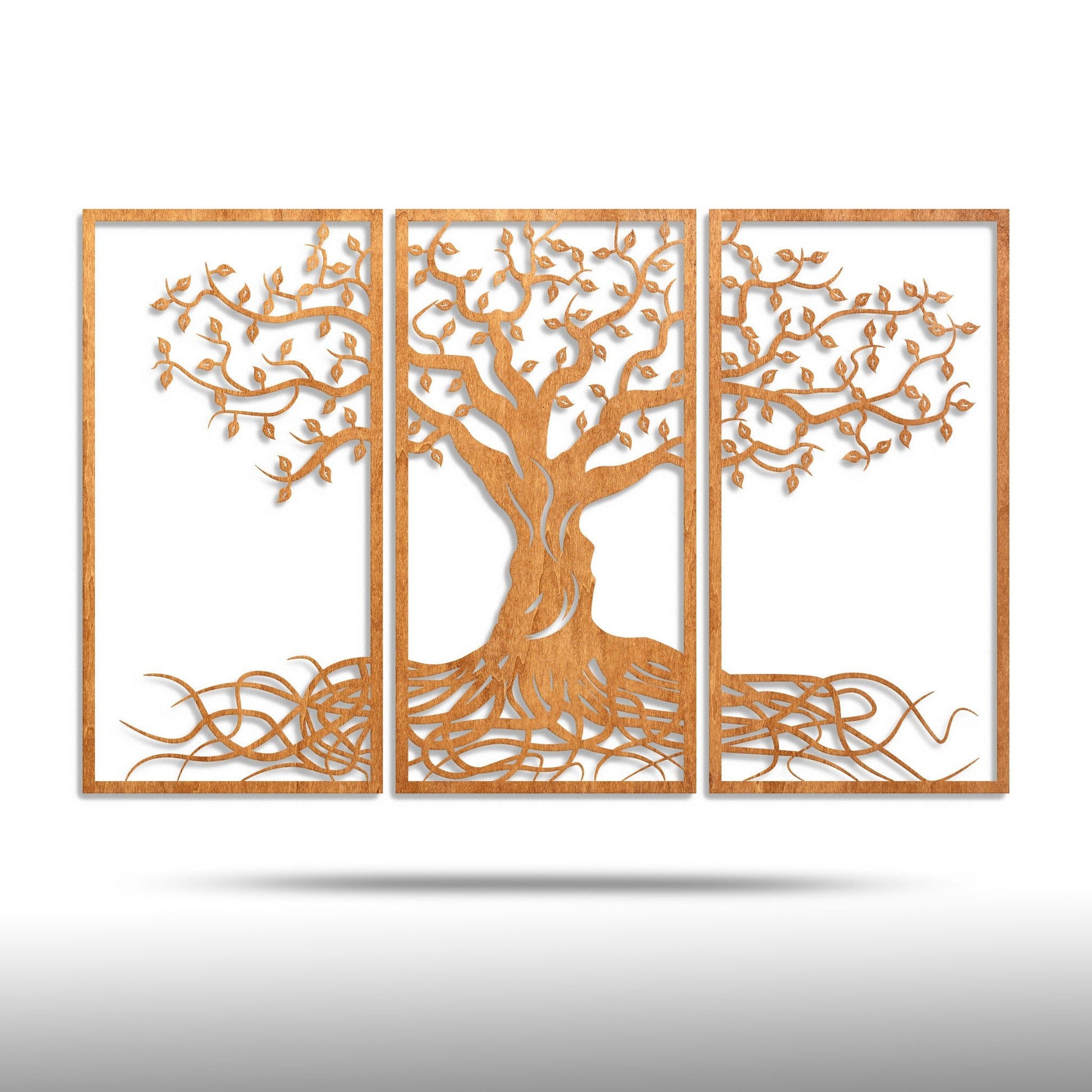 Wandbild Holz "Baum des Lebens" mit Wurzeln, 3teilig - Nanino Design Onlineshop - 