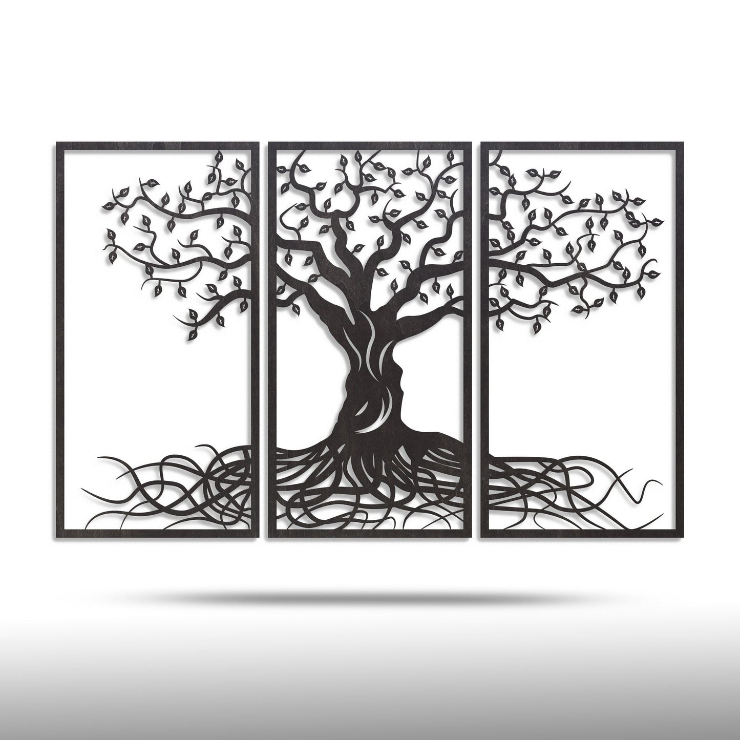 Wandbild Holz "Baum des Lebens" mit Wurzeln, 3teilig - Nanino Design Onlineshop - 