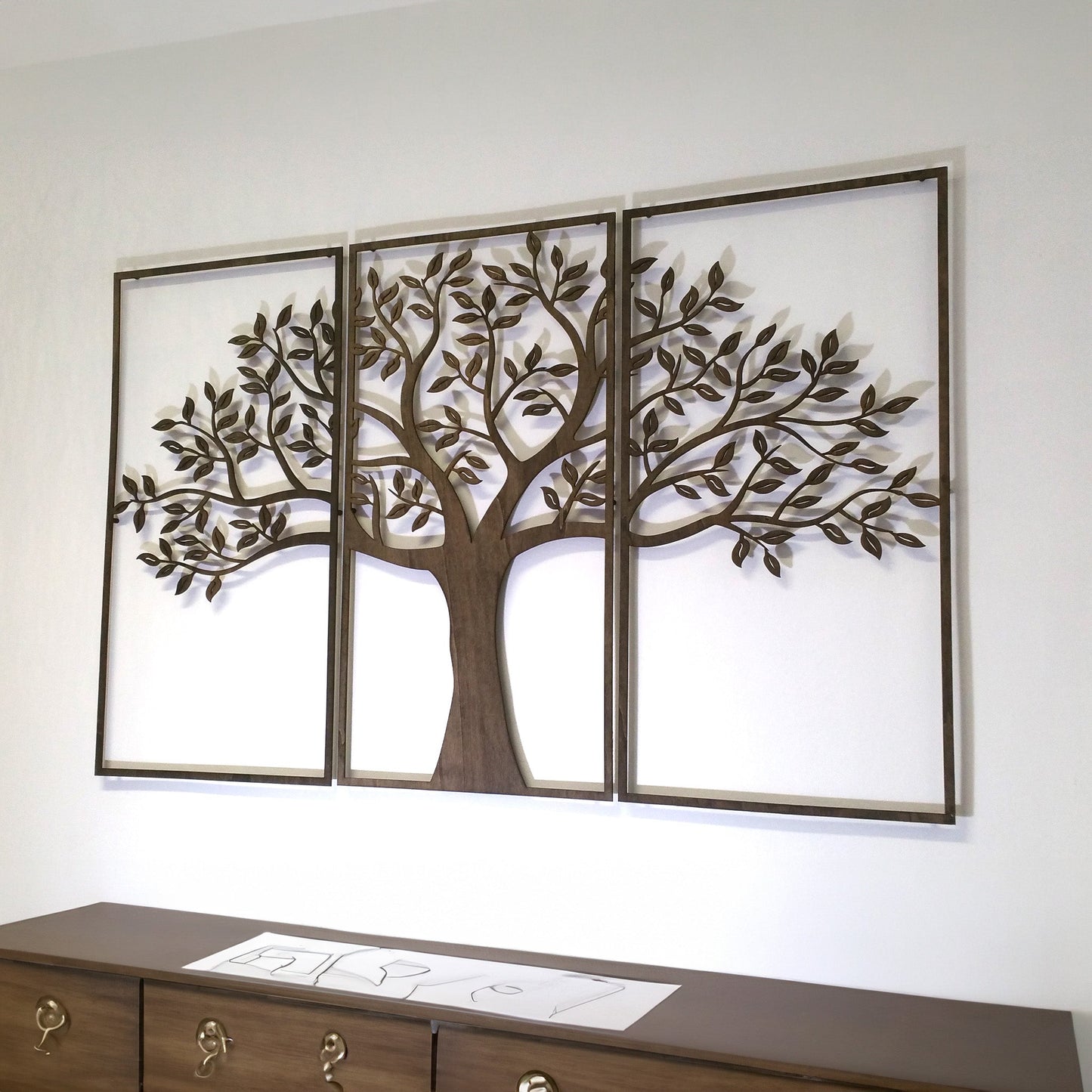 Wandbild Holz "Baum des Lebens" ohne Wurzeln, 3teilig - Nanino Design - 