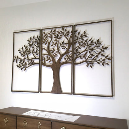Wandbild Holz "Baum des Lebens" ohne Wurzeln, 3teilig - Nanino Design - 
