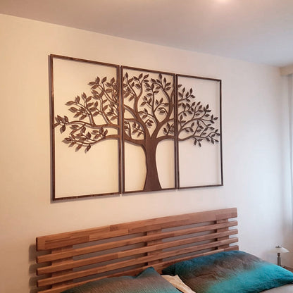 Wandbild Holz "Baum des Lebens" ohne Wurzeln, 3teilig - Nanino Design - 