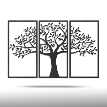 Wandbild Holz "Baum des Lebens" ohne Wurzeln, 3teilig - Nanino Design Onlineshop - 