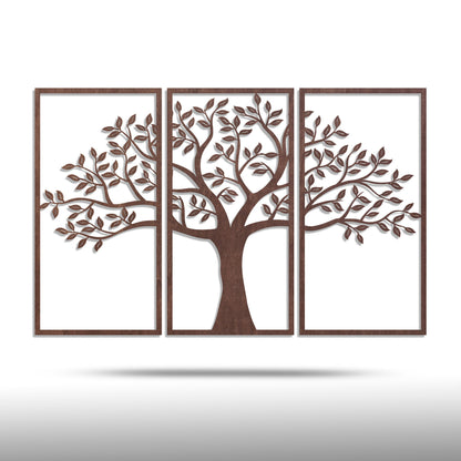 Wandbild Holz "Baum des Lebens" ohne Wurzeln, 3teilig - Nanino Design Onlineshop - 