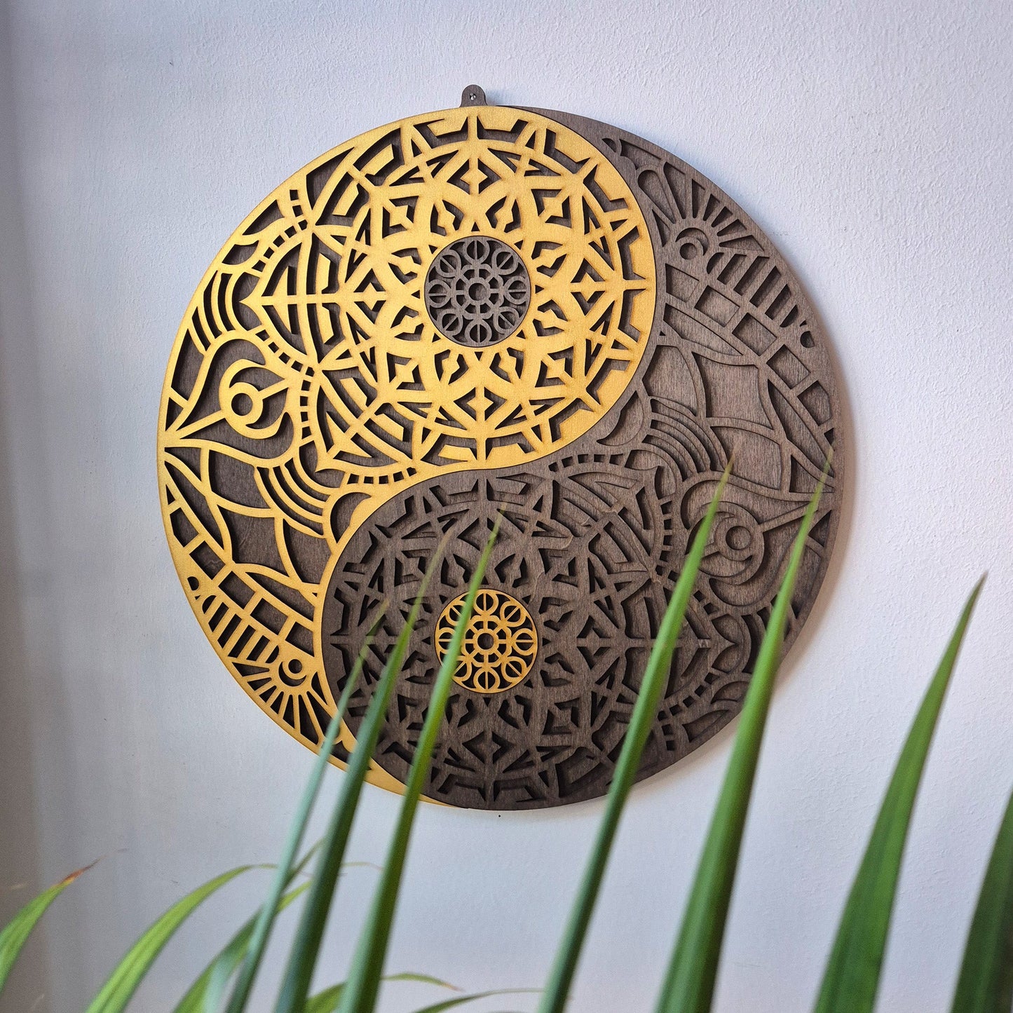 Wandbild "Yin Yang" Gold aus Holz - Nanino Design - 