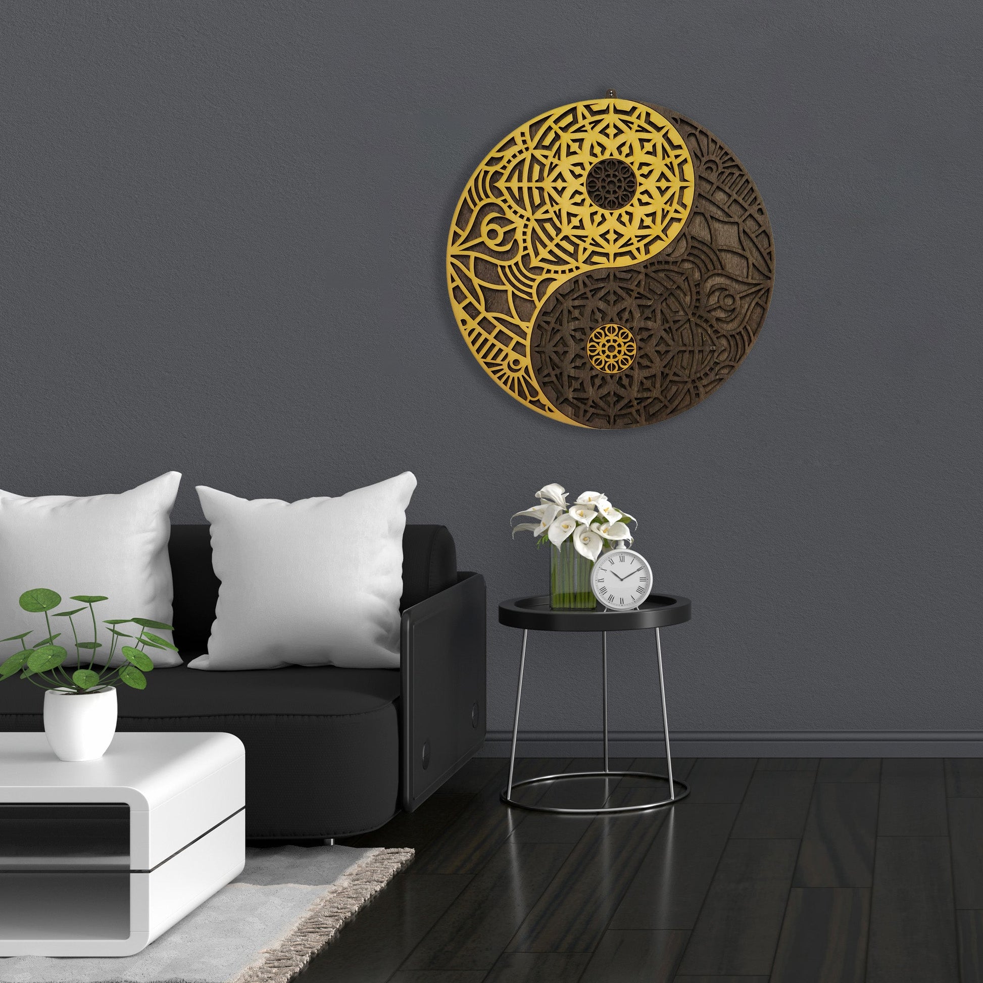 Wandbild "Yin Yang" Gold aus Holz - Nanino Design - 