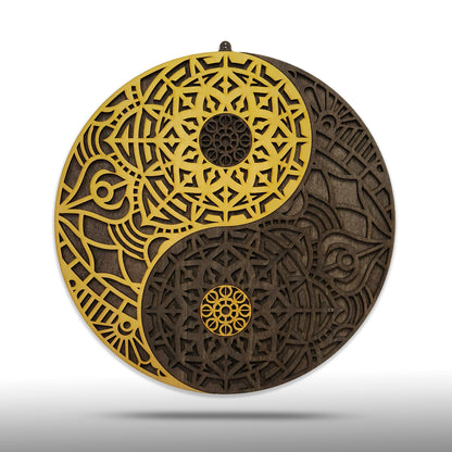 Wandbild "Yin Yang" Gold aus Holz - Nanino Design - 