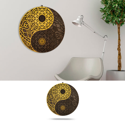 Wandbild "Yin Yang" Gold aus Holz - Nanino Design - 