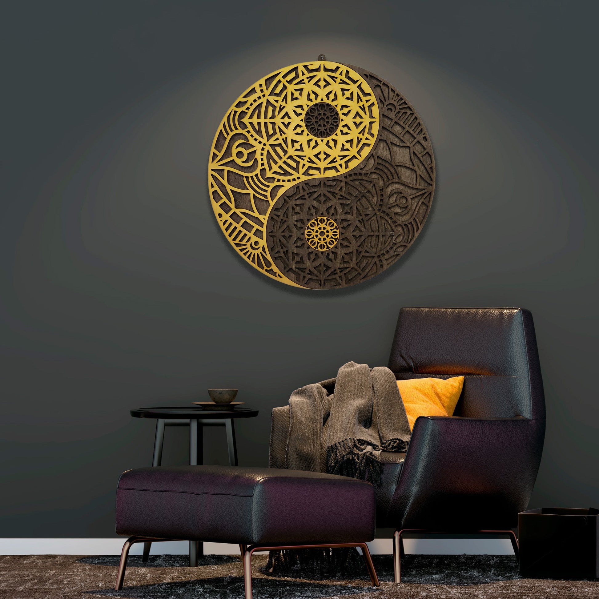 Wandbild "Yin Yang" Gold aus Holz - Nanino Design - 