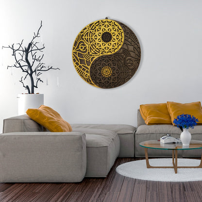 Wandbild "Yin Yang" Gold aus Holz - Nanino Design - 