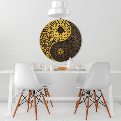 Wandbild "Yin Yang" Gold aus Holz - Nanino Design - 