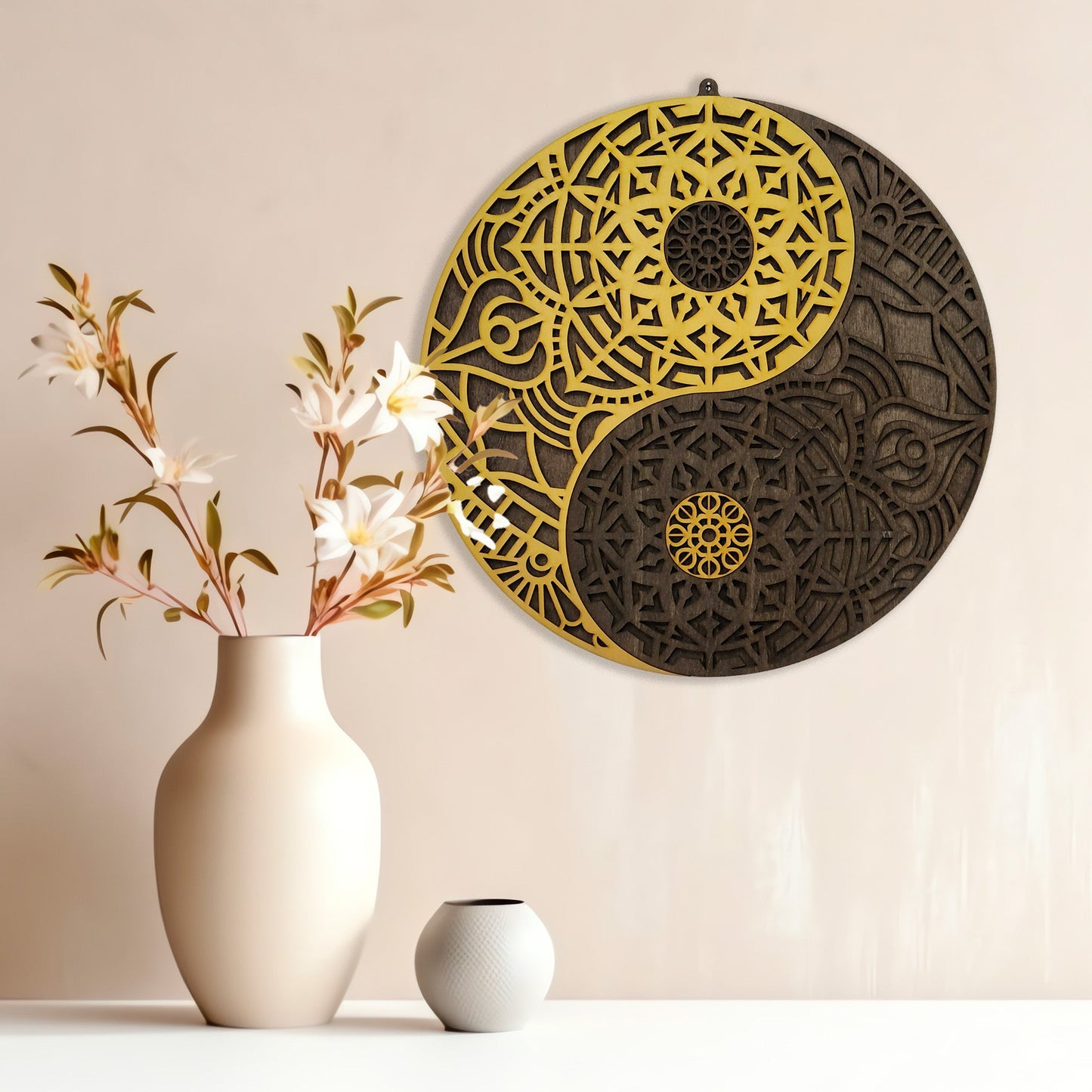 Wandbild "Yin Yang" Gold aus Holz - Nanino Design - 