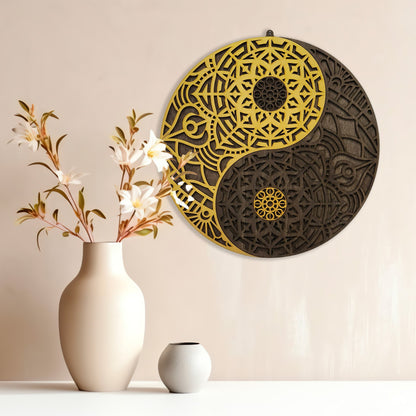 Wandbild "Yin Yang" Gold aus Holz - Nanino Design - 
