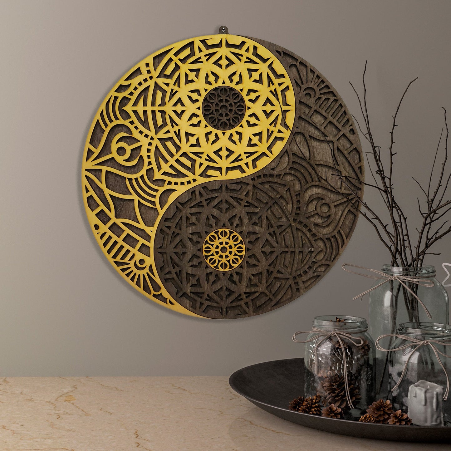 Wandbild "Yin Yang" Gold aus Holz - Nanino Design - 