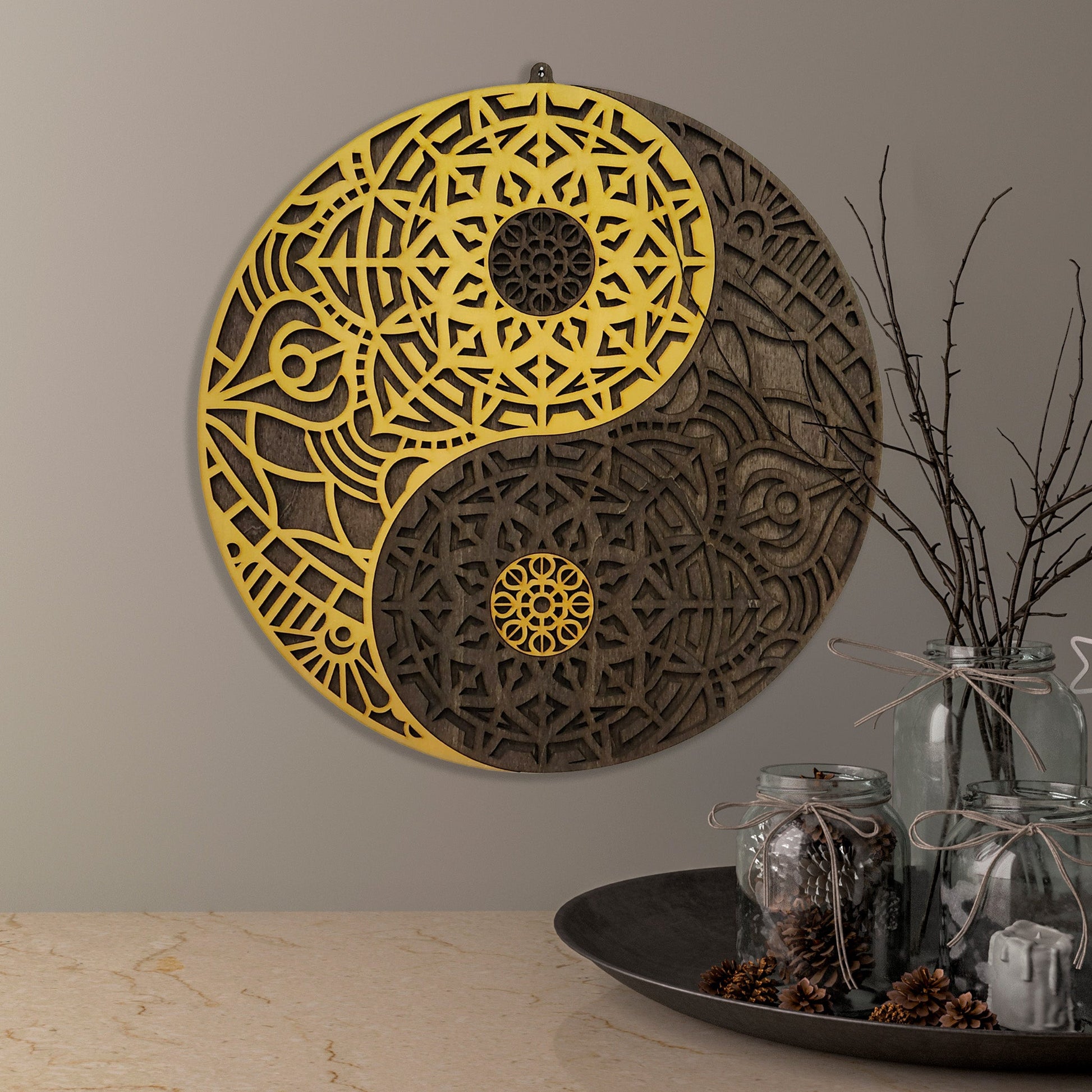 Wandbild "Yin Yang" Gold aus Holz - Nanino Design - 