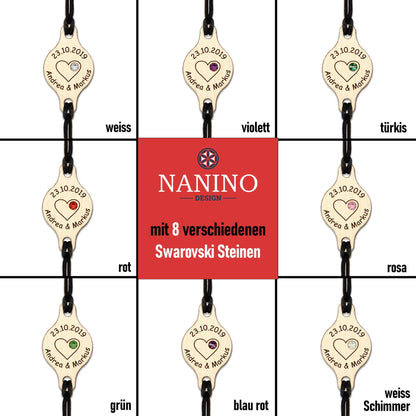 Armband "Herz" personalisiert mit Glitzerstein - Nanino Design Onlineshop -