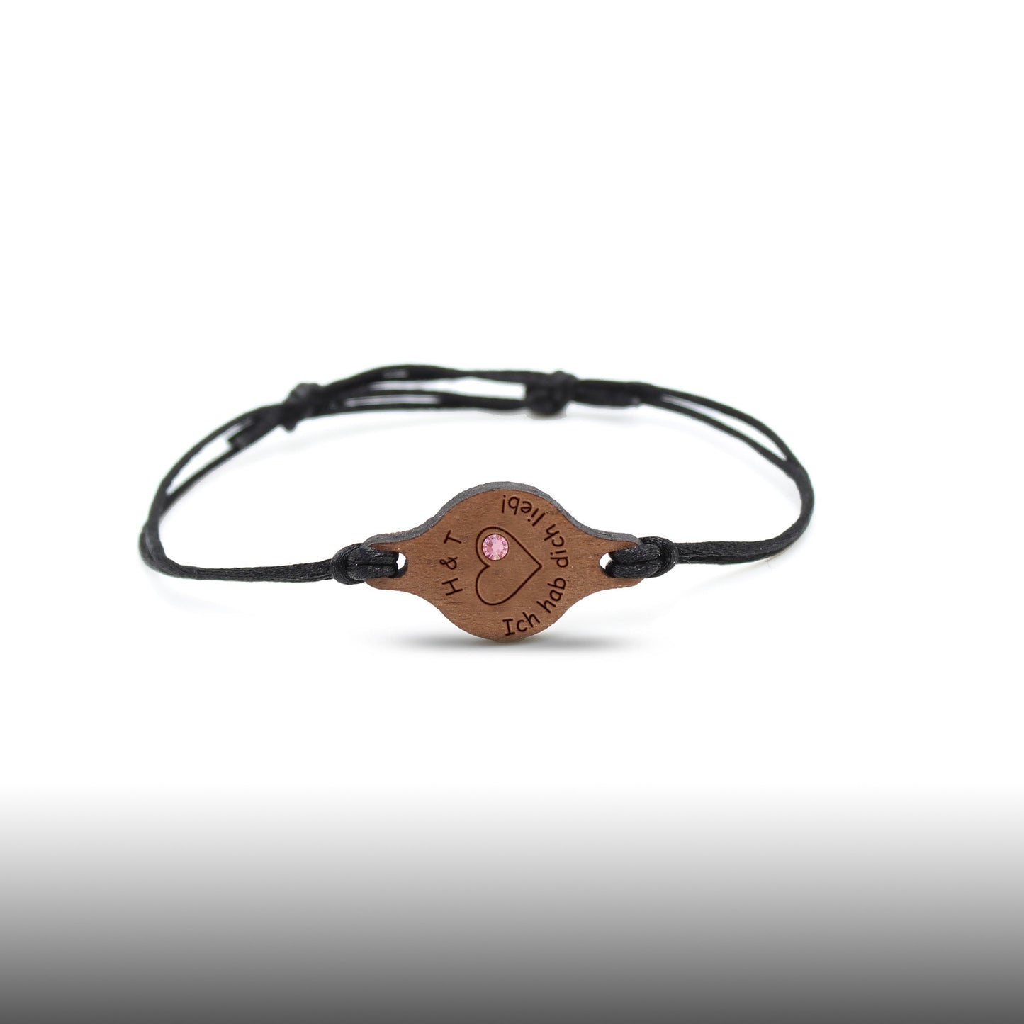 Armband "Herz" personalisiert mit Glitzerstein - Nanino Design Onlineshop -