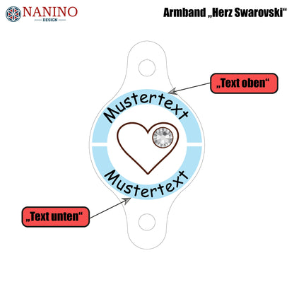 Armband "Herz" personalisiert mit Glitzerstein - Nanino Design Onlineshop -