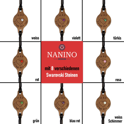 Armband "Herz" personalisiert mit Glitzerstein - Nanino Design Onlineshop -