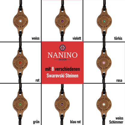 Armband "Kreise" personalisiert mit Glitzerstein - Nanino Design Onlineshop -