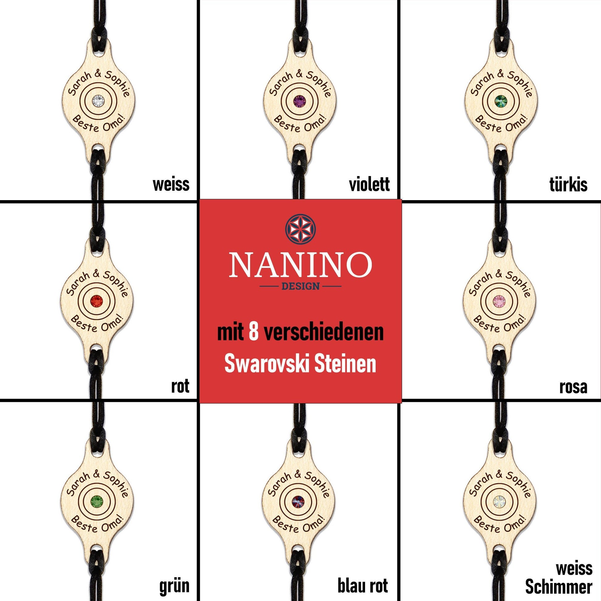 Armband "Kreise" personalisiert mit Glitzerstein - Nanino Design Onlineshop -