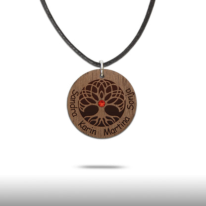 Halskette "Baum des Lebens" personalisiert, Glitzerstein - Nanino Design Onlineshop -