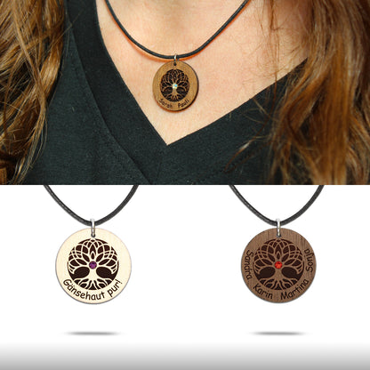 Halskette "Baum des Lebens" personalisiert, Glitzerstein - Nanino Design Onlineshop -