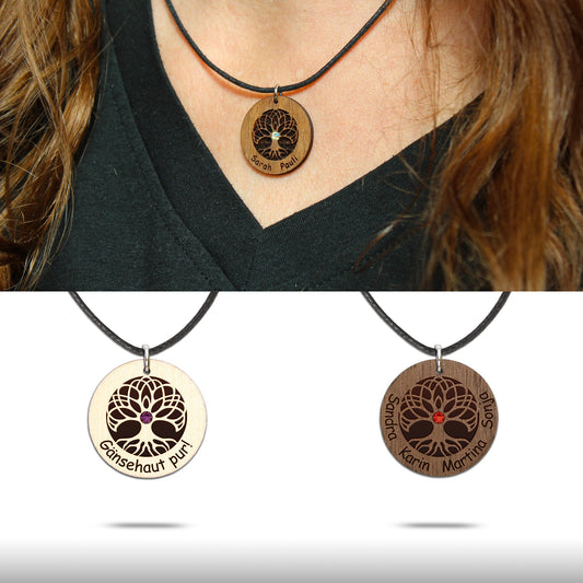 Halskette "Baum des Lebens" personalisiert, Glitzerstein - Nanino Design Onlineshop -