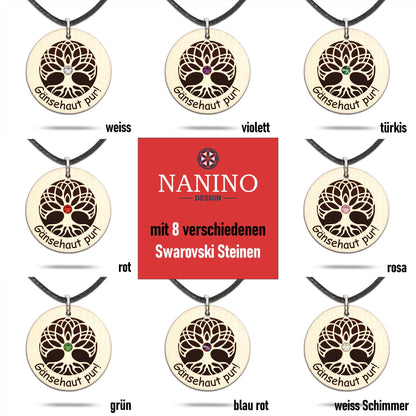 Halskette "Baum des Lebens" personalisiert, Glitzerstein - Nanino Design Onlineshop -