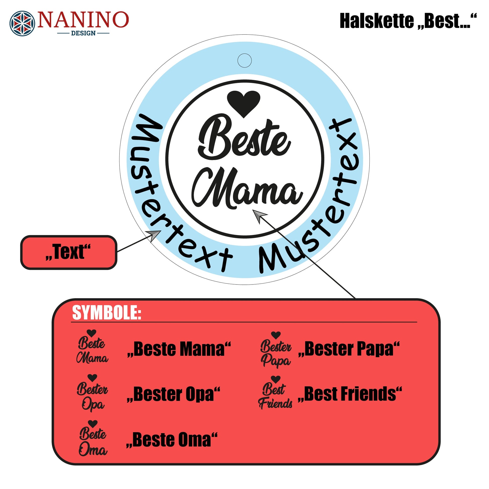 Halskette "Best ..." personalisiert - Nanino Design Onlineshop -