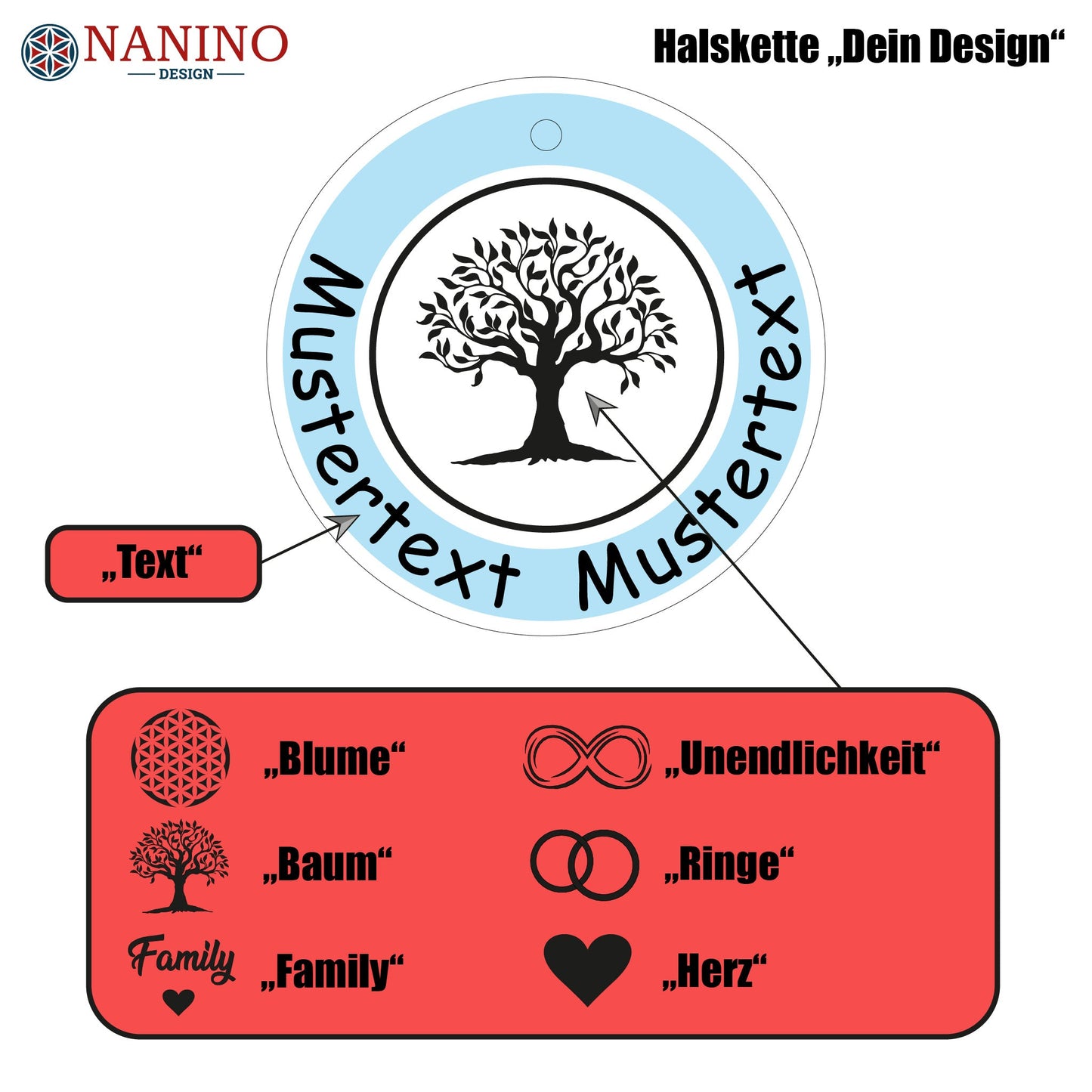 Halskette "Dein Design" personalisiert - Nanino Design Onlineshop -