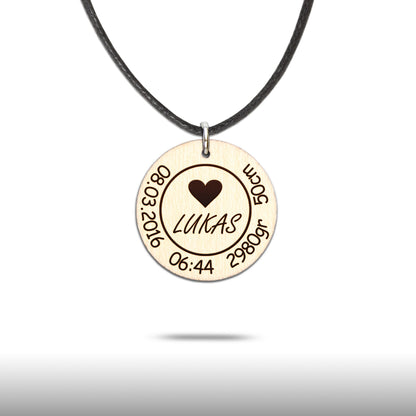 Halskette "Geburt/Taufe" personalisiert - Nanino Design Onlineshop -