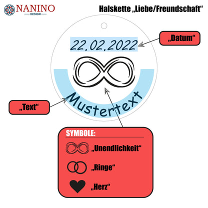 Halskette "Liebe/Freundschaft" personalisiert - Nanino Design Onlineshop -