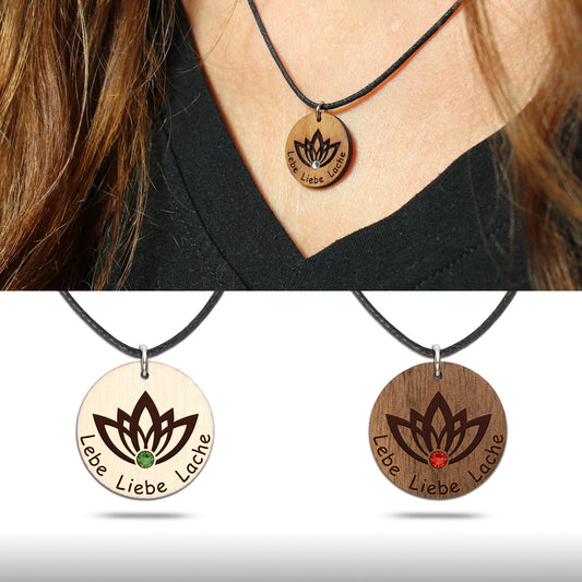 Halskette Lotusblume "Lebe Liebe Lache" - Nanino Design Onlineshop -