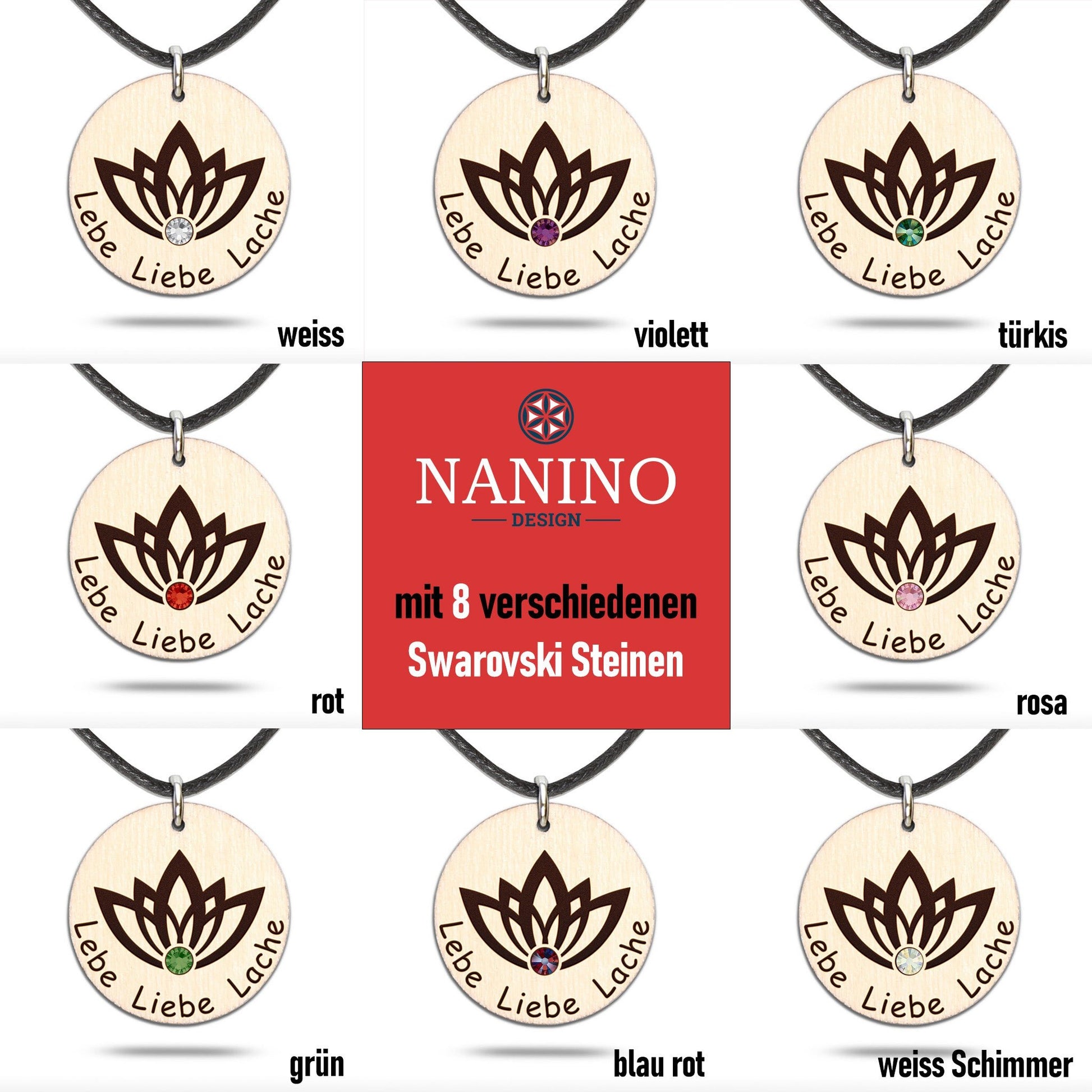 Halskette Lotusblume "Lebe Liebe Lache" - Nanino Design Onlineshop -