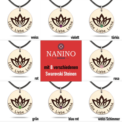 Halskette Lotusblume "Lebe Liebe Lache" - Nanino Design Onlineshop -
